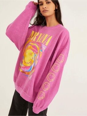 Urban Outfitters Pink Graphic Nirvana Sweatshirt